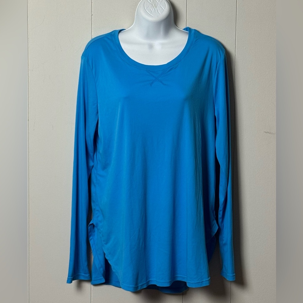 G4Free Women's Blue Long Sleeve Scoop Neck Workout Top Size XL